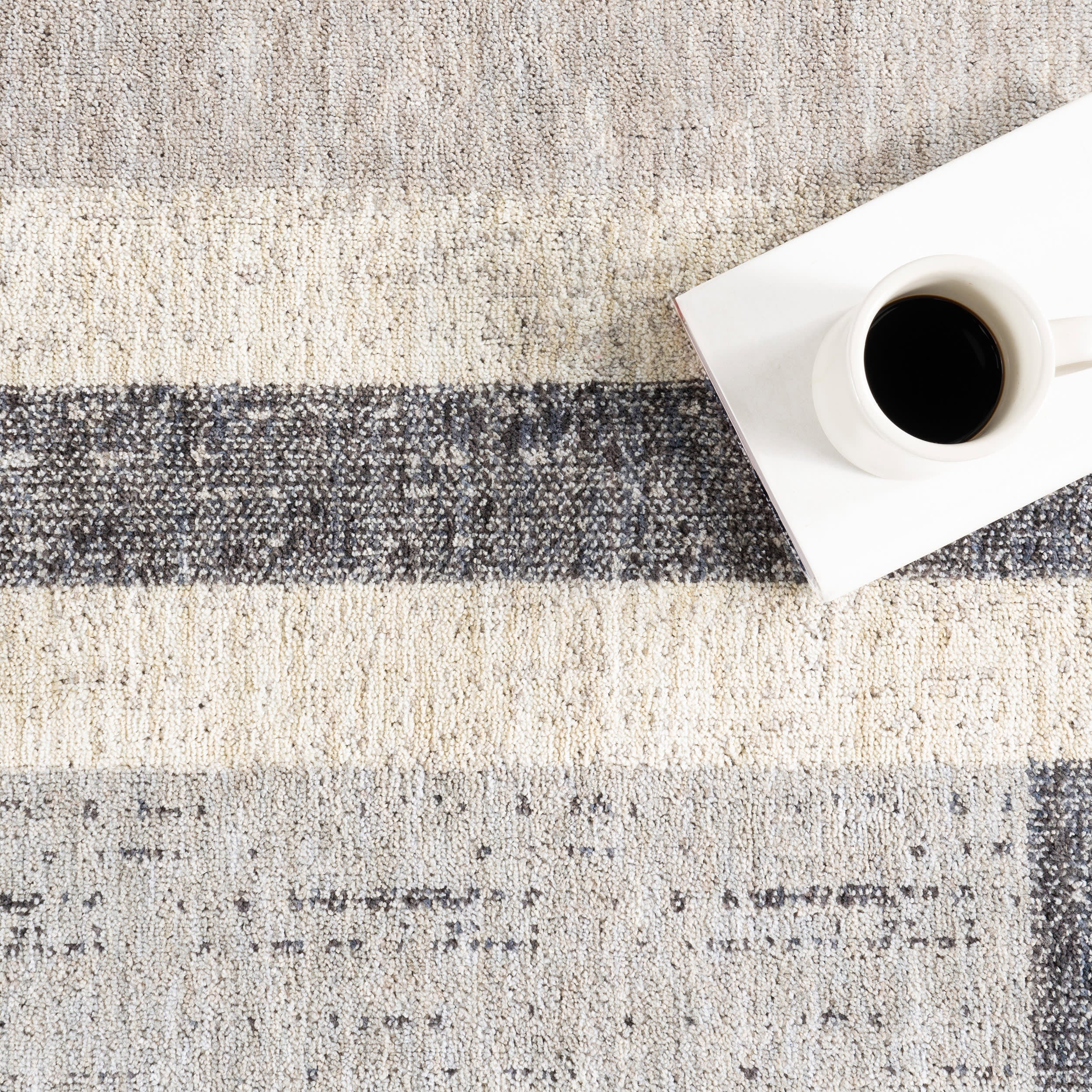 Karter Striped Trapezoid Rug | Light Grey