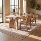 Ava Vintage Persian Spill Proof Washable Rug | Pale Pink