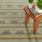 Button Hand Micro Hooked Wool Rug | Grey