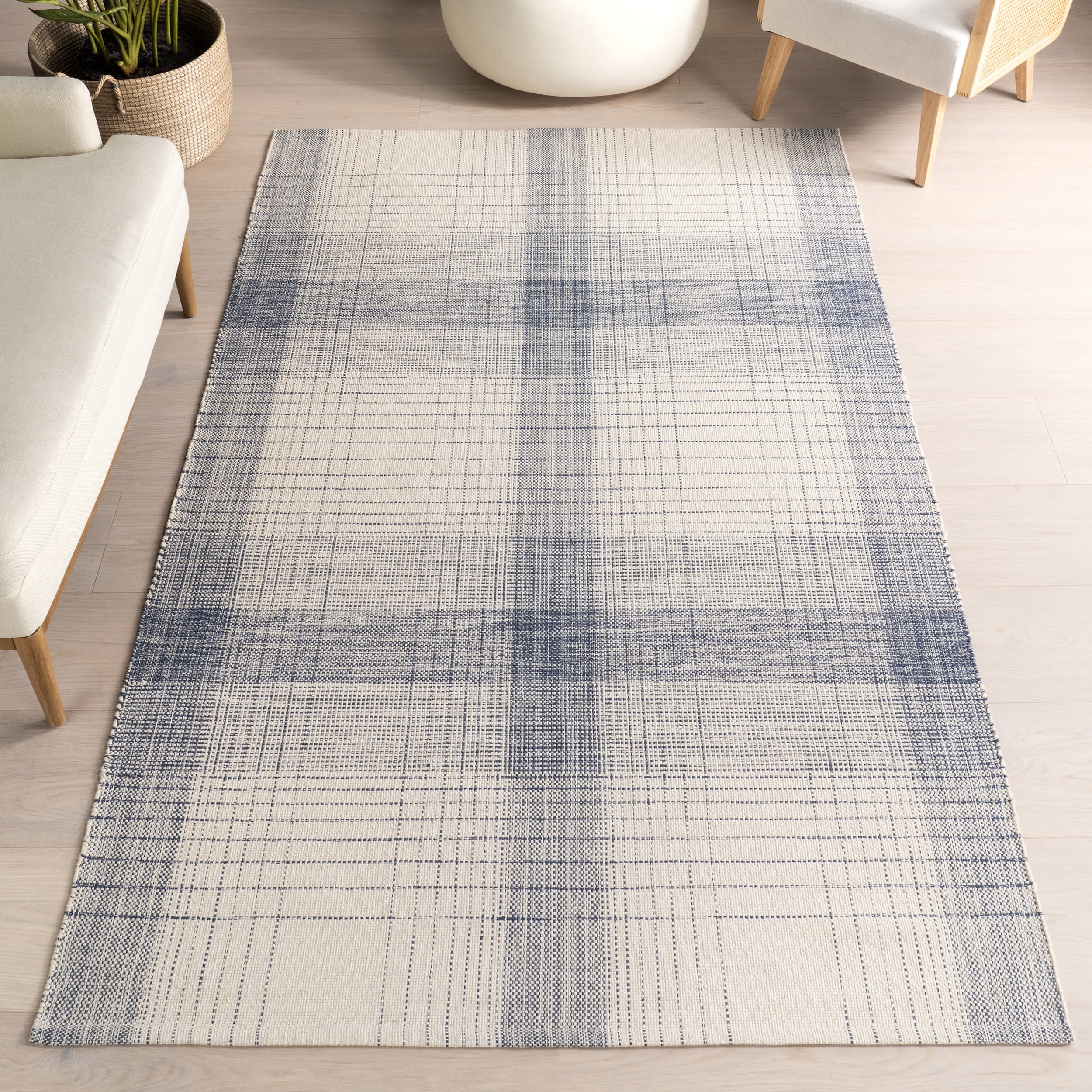 Winifred Vintage Plaid Rug | Blue Secondary image