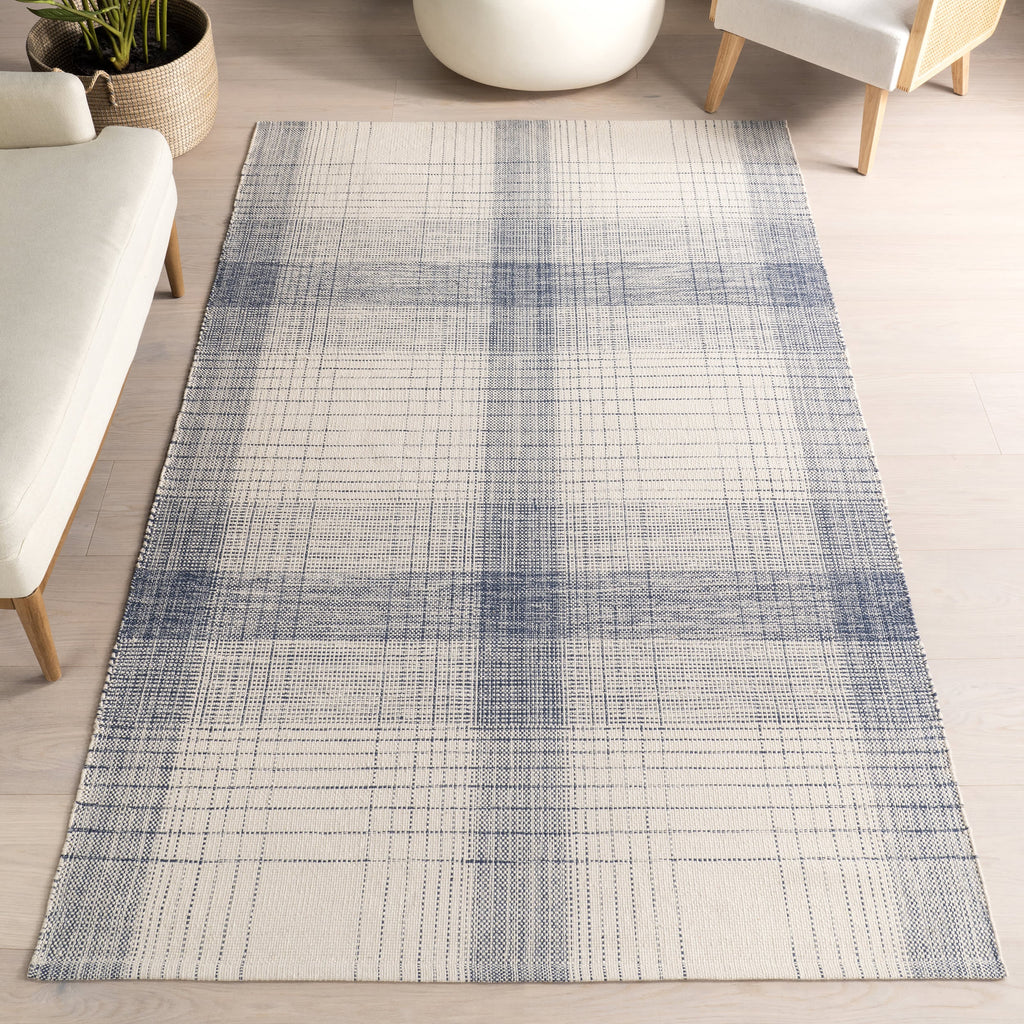 Winifred Vintage Plaid Rug | Blue