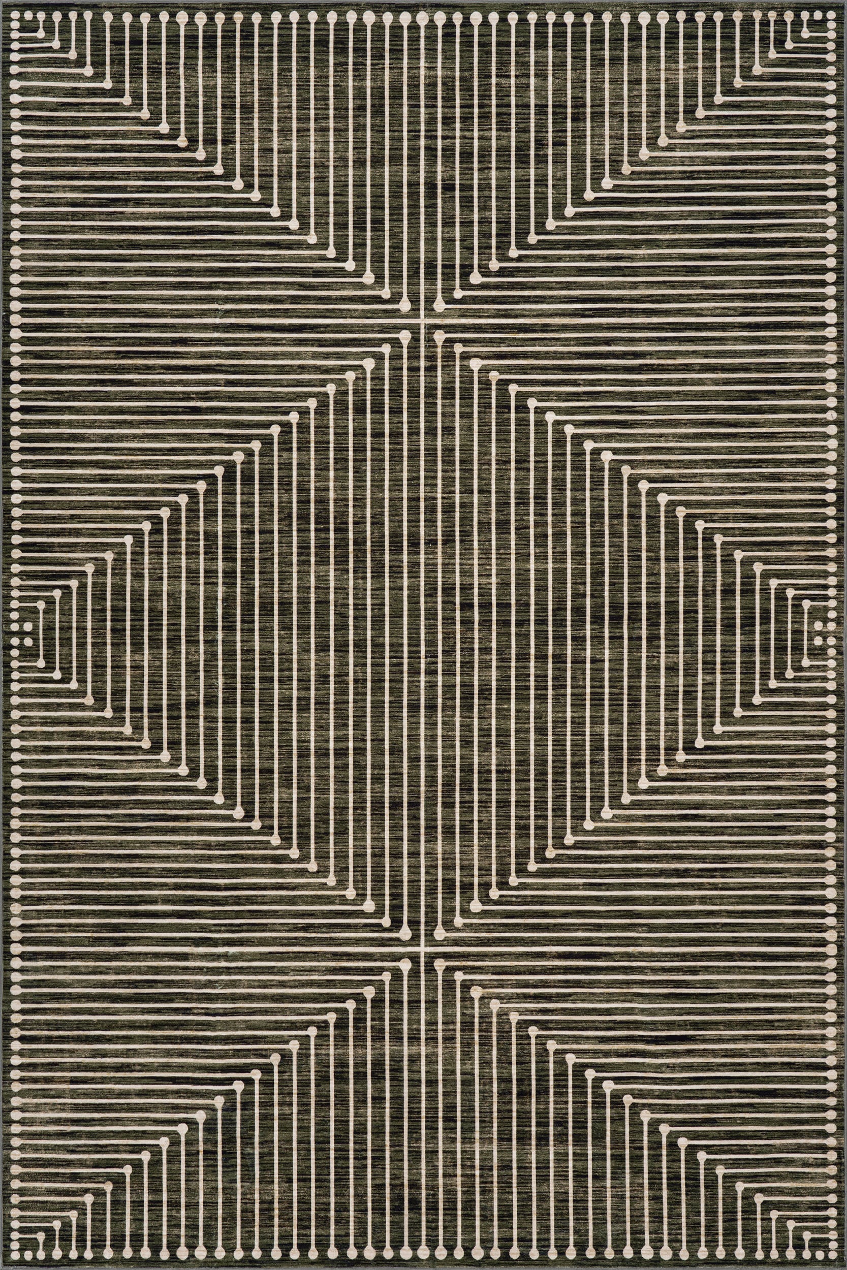 Revelyn Geometric Washable Rug | Green Image secondaire du produit