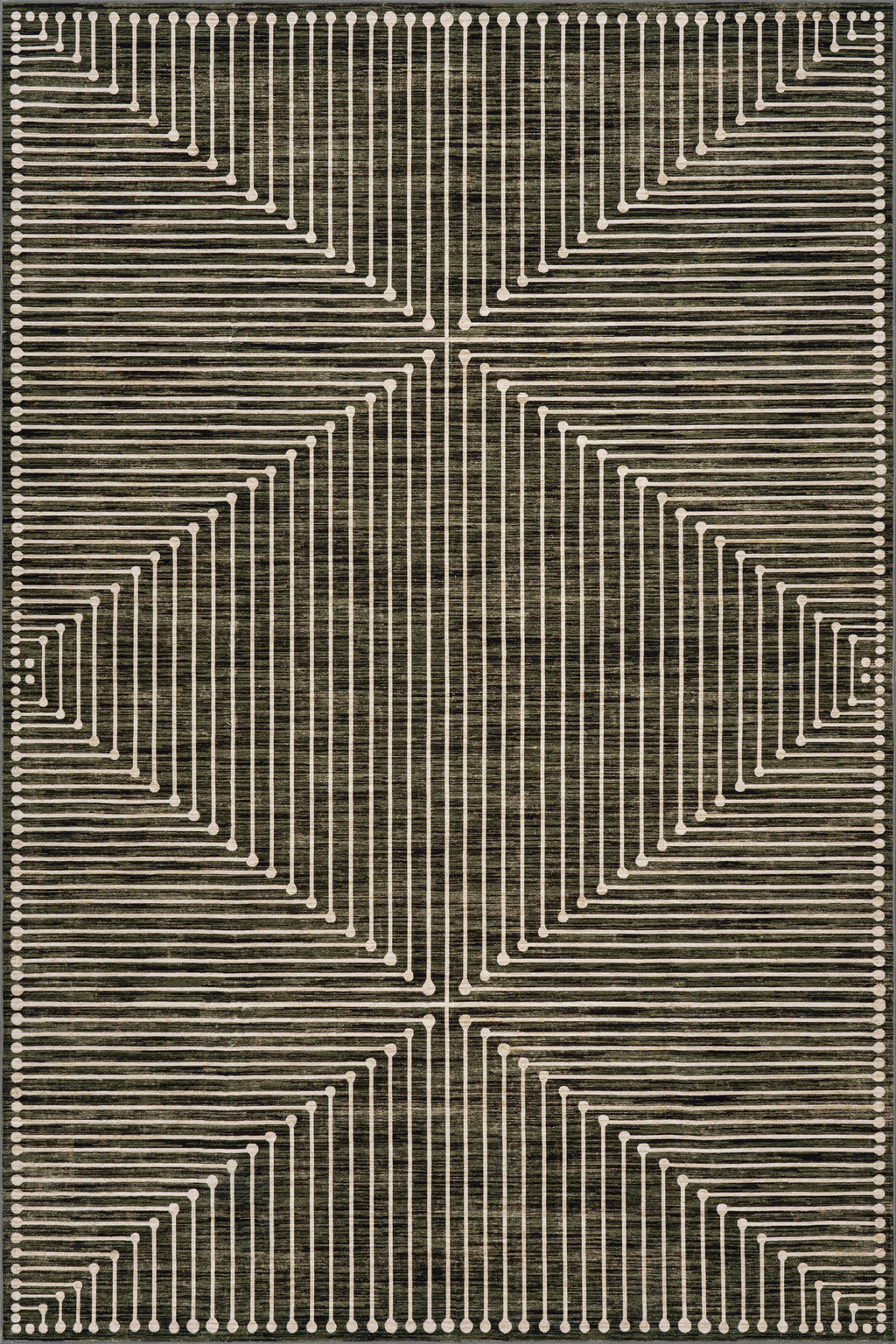 Revelyn Geometric Washable Rug | Green