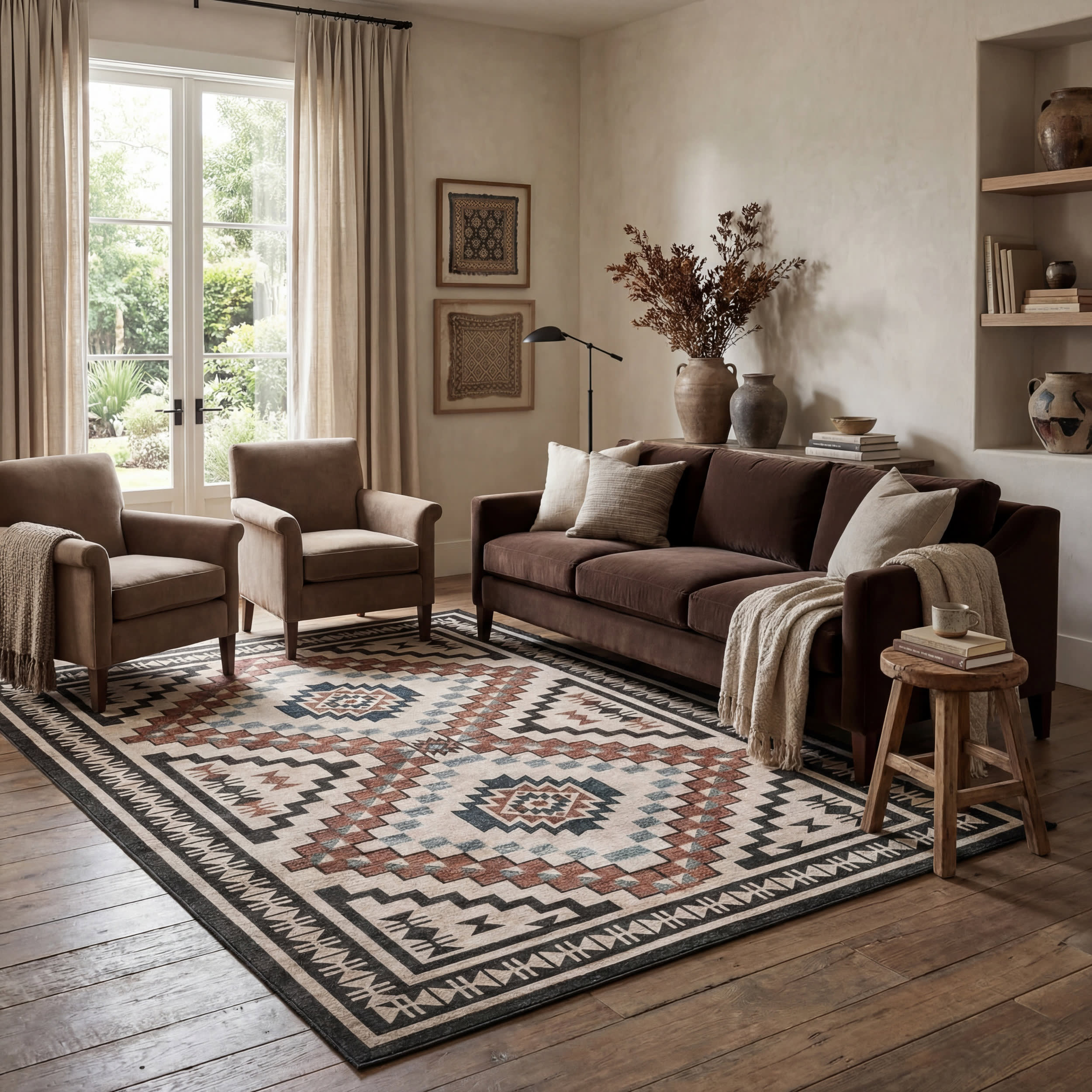 Violeta Timeless Medallion Spill Proof Washable Rug | Beige Secondary image