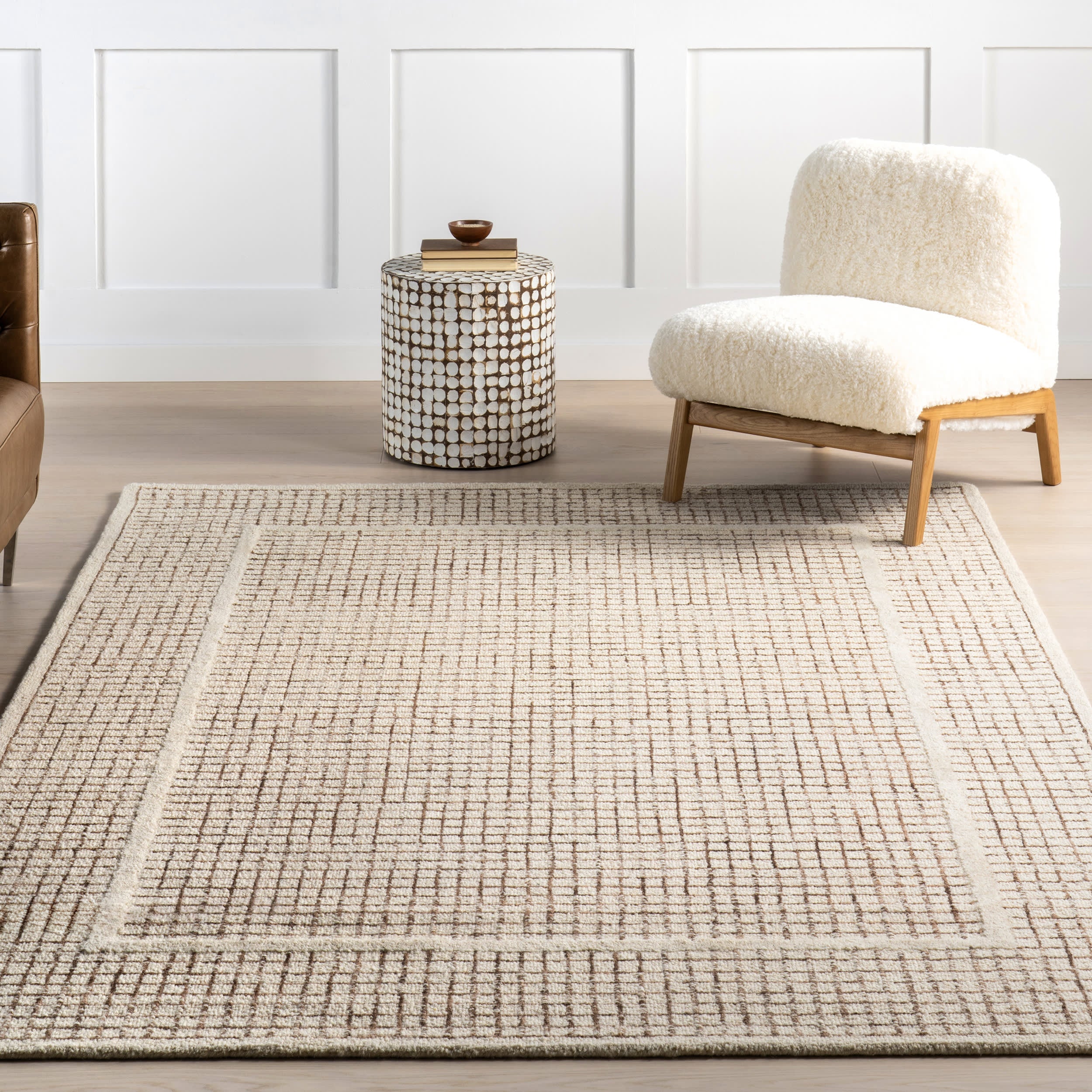 Chessie Checked Wool Rug | Ivory