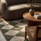 Vanni Checkered Fringed Rug | Green