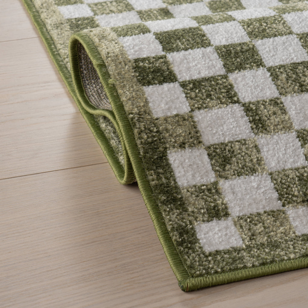 Kallie Washable Tiled Rug | Green