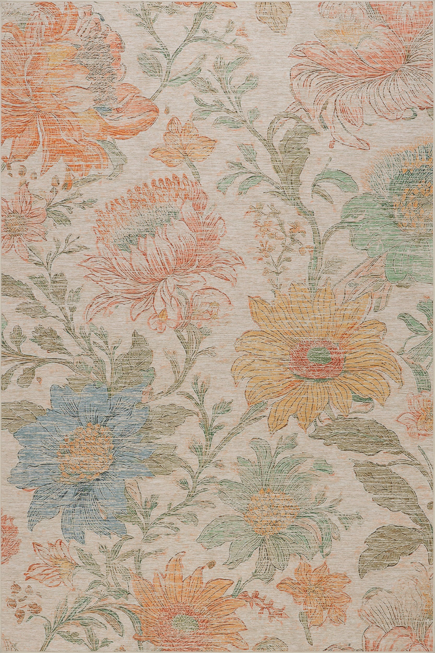 Exploded Floral Machine Washable Rug | Multi Image principale du produit