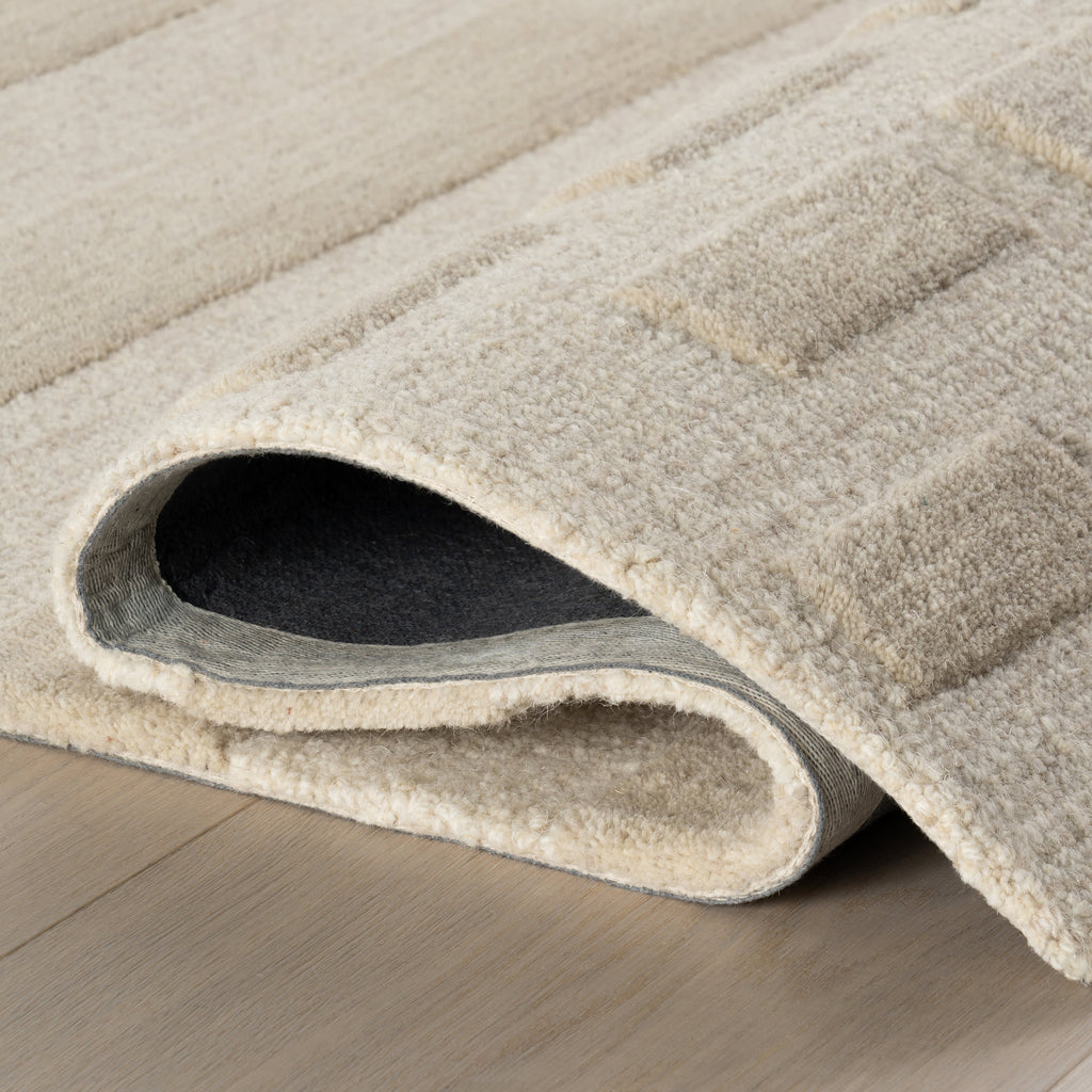 Hazel Bohemian Striped Wool Rug | Ivory