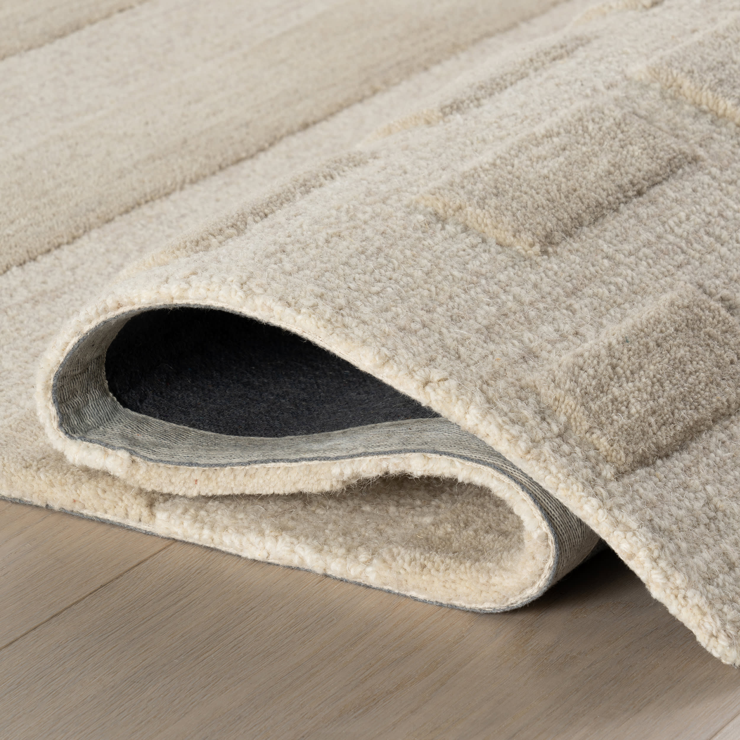 Hazel Bohemian Striped Wool Rug | Ivory