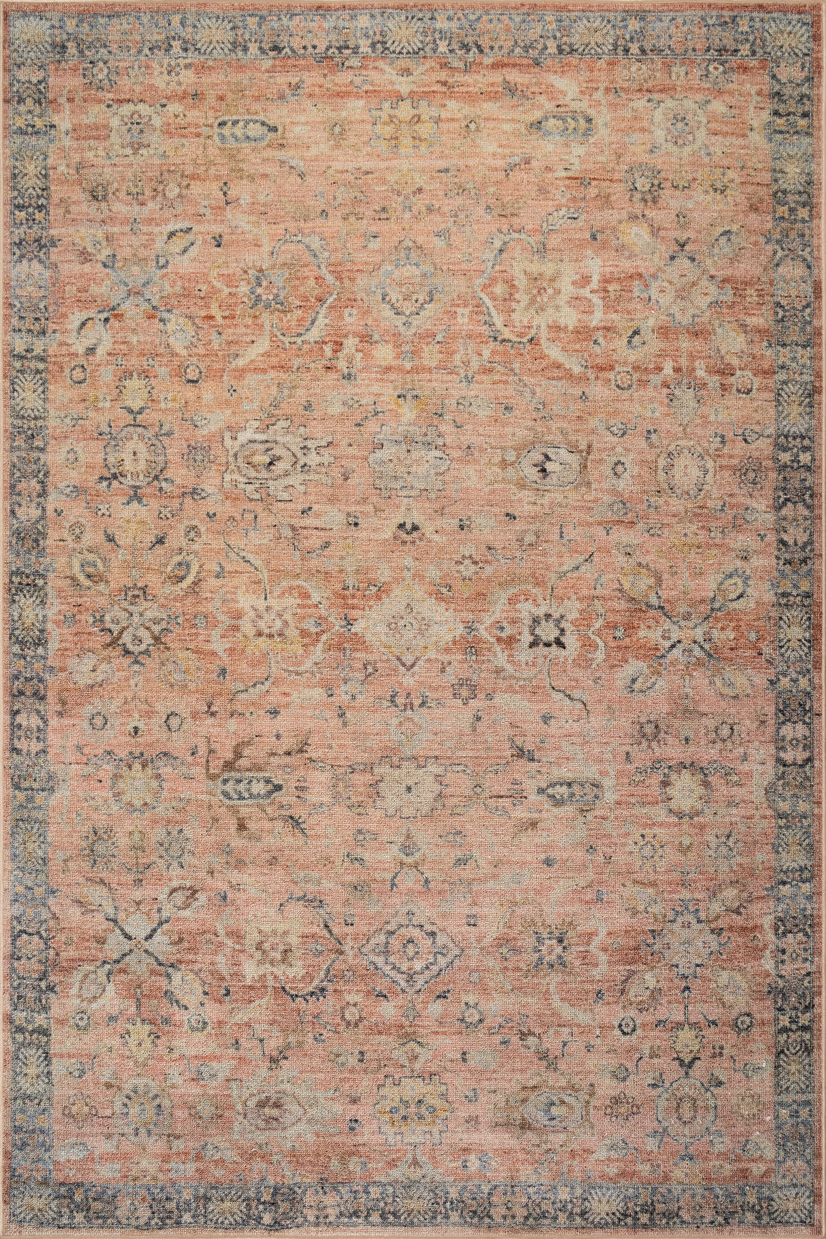 Mirelda Traditional Bordered Washable Rug | Peach Image secondaire du produit