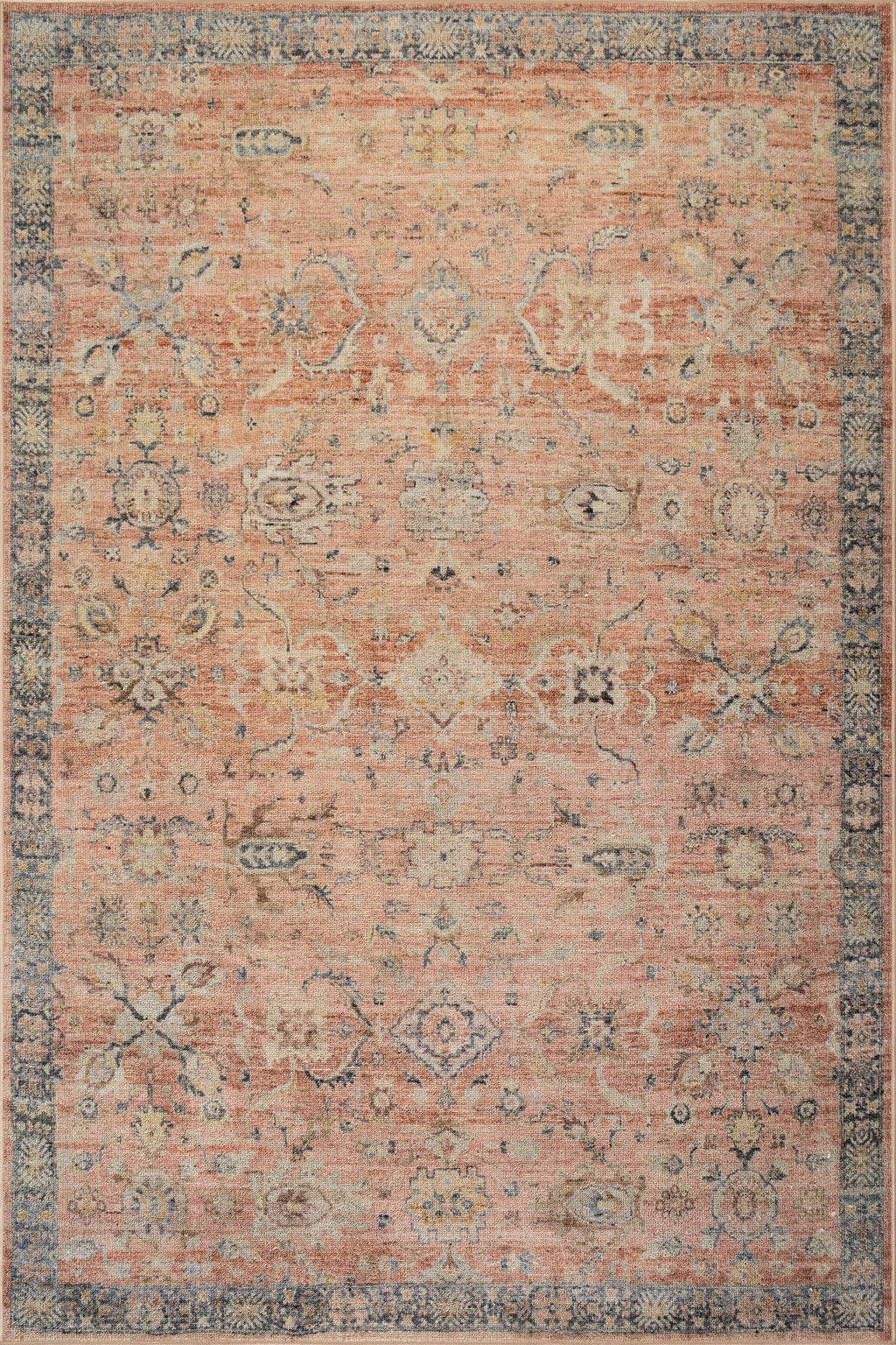 Mirelda Traditional Bordered Washable Rug | Peach