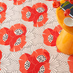 Japanese Poppy Machine Washable Rug | Multi
