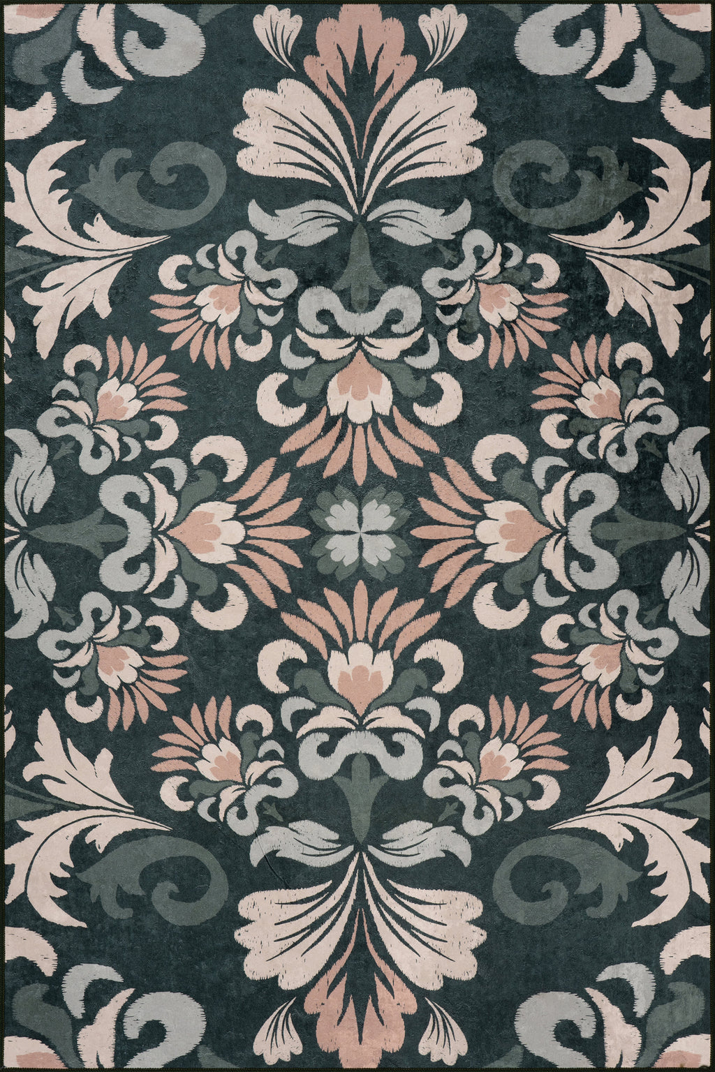 Fayna Floral Washable Rug | Green