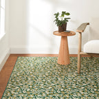 Winter Pinecones Machine Washable Rug | Green