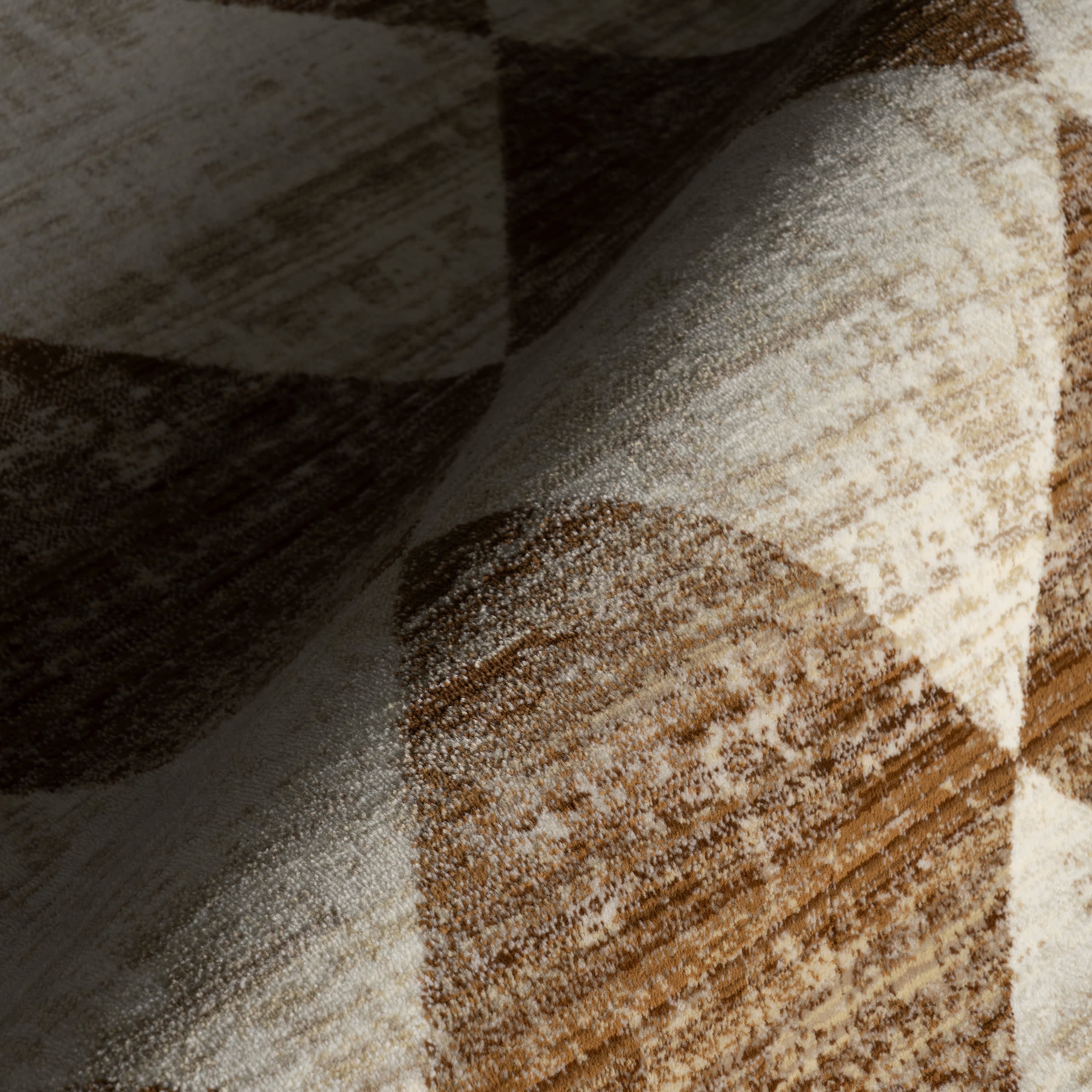 Vanni Checkered Fringed Rug | Tan