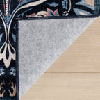 Sati Floral and Paisley Washable Rug | Dark Blue