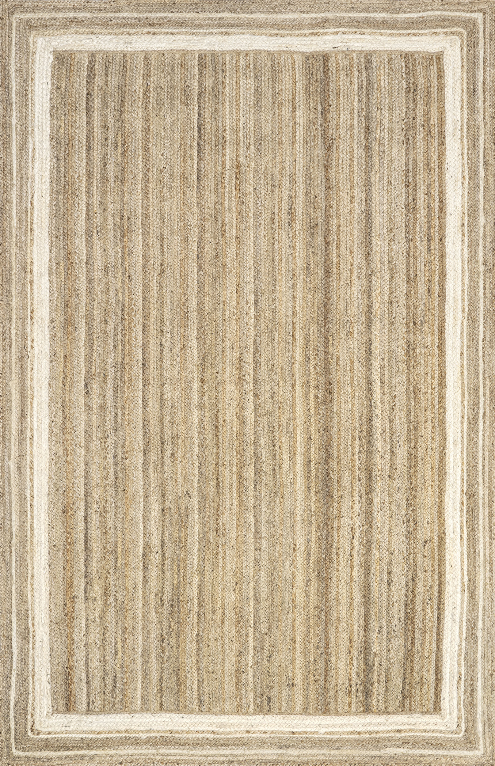 Jute Braided Saturn Border Rug | Off White Main image