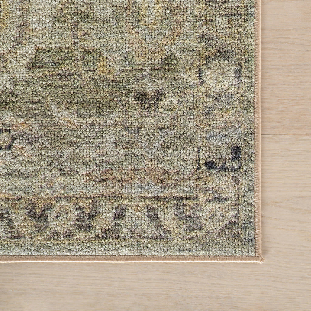 Veloura Traditional Bordered Washable Rug | Green