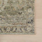 Veloura Traditional Bordered Washable Rug | Green