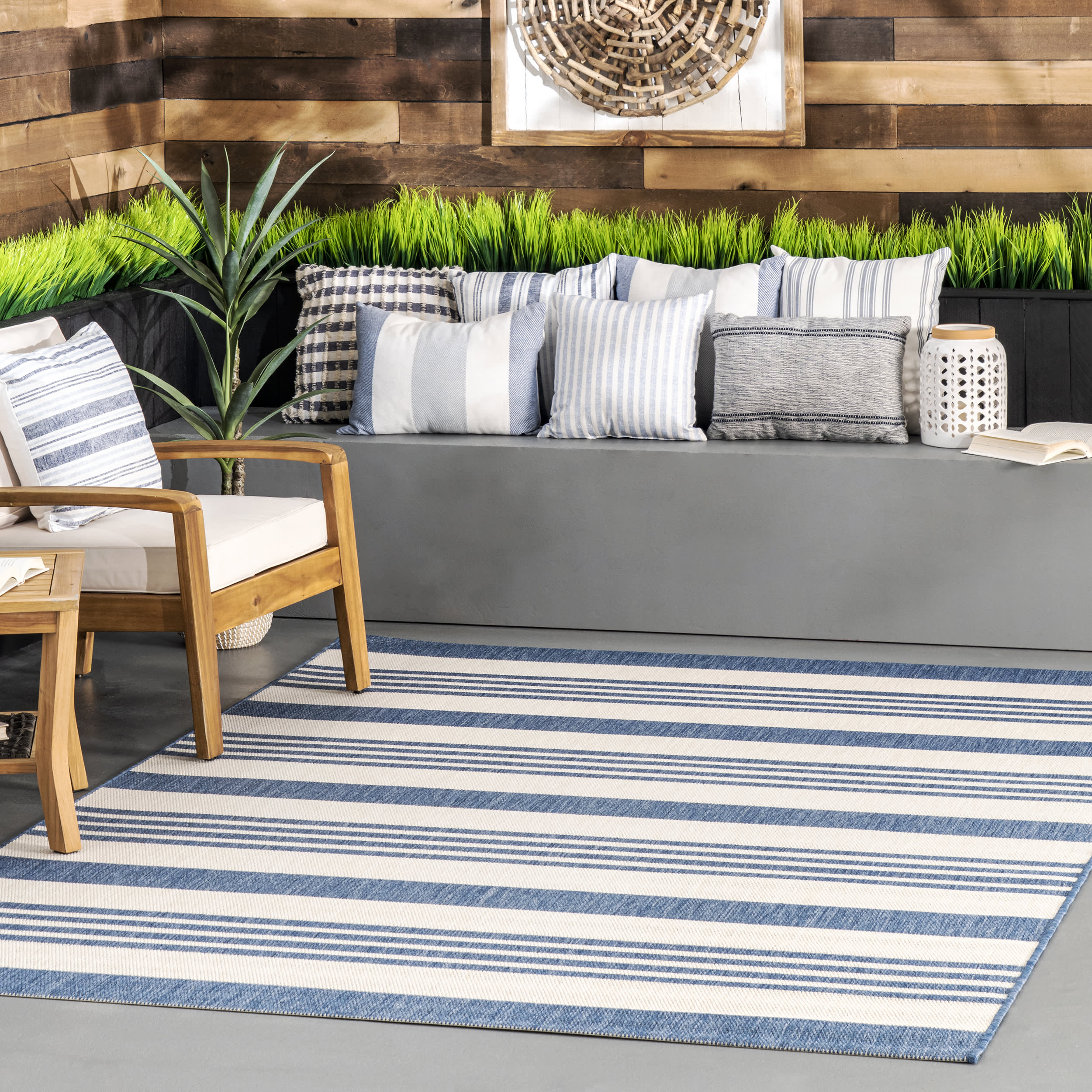 Regency Stripes Indoor/Outdoor Rug | Blue Secondary image