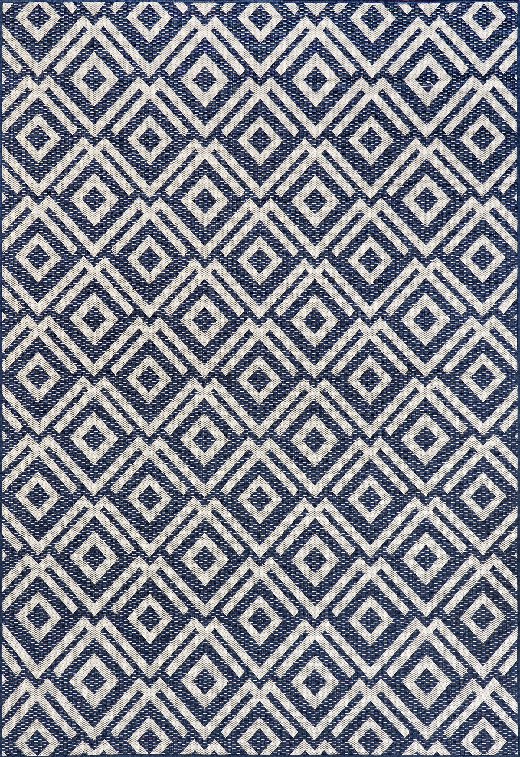 Winged Birdseye Lattice Indoor/Outdoor Rug | Navy