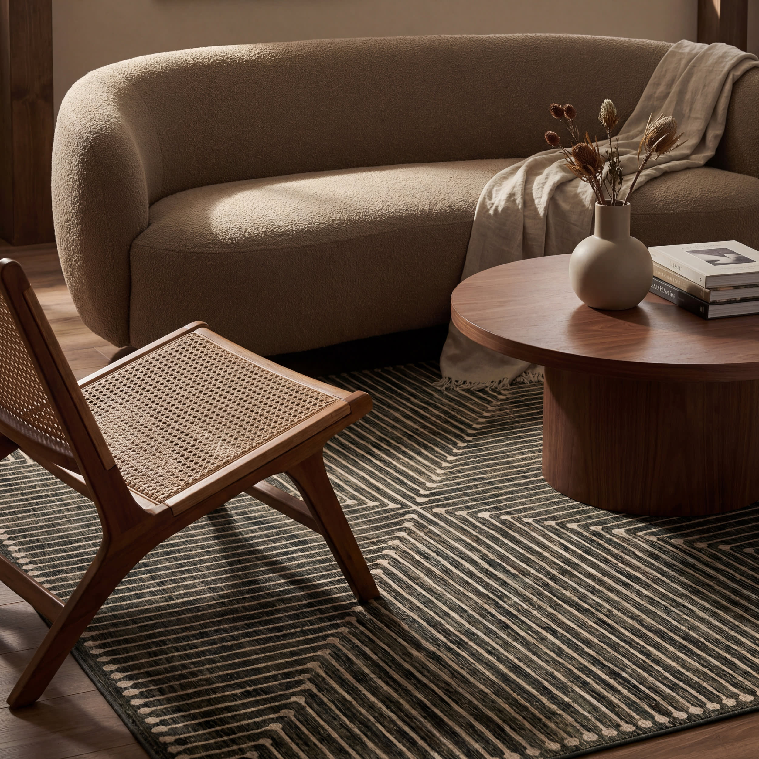 Revelyn Geometric Washable Rug | Green