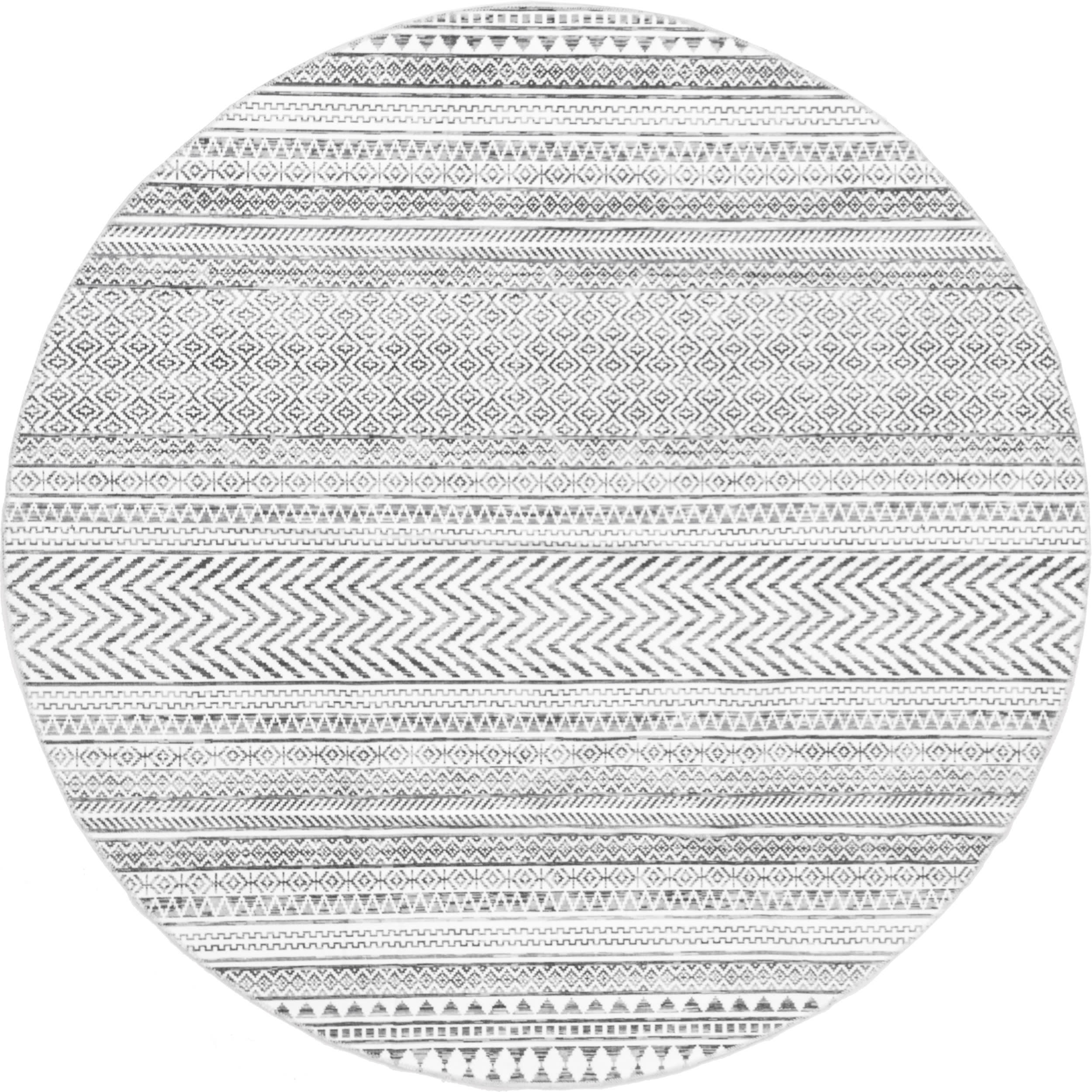 Tribal Banded Washable Rug | Grey Main image