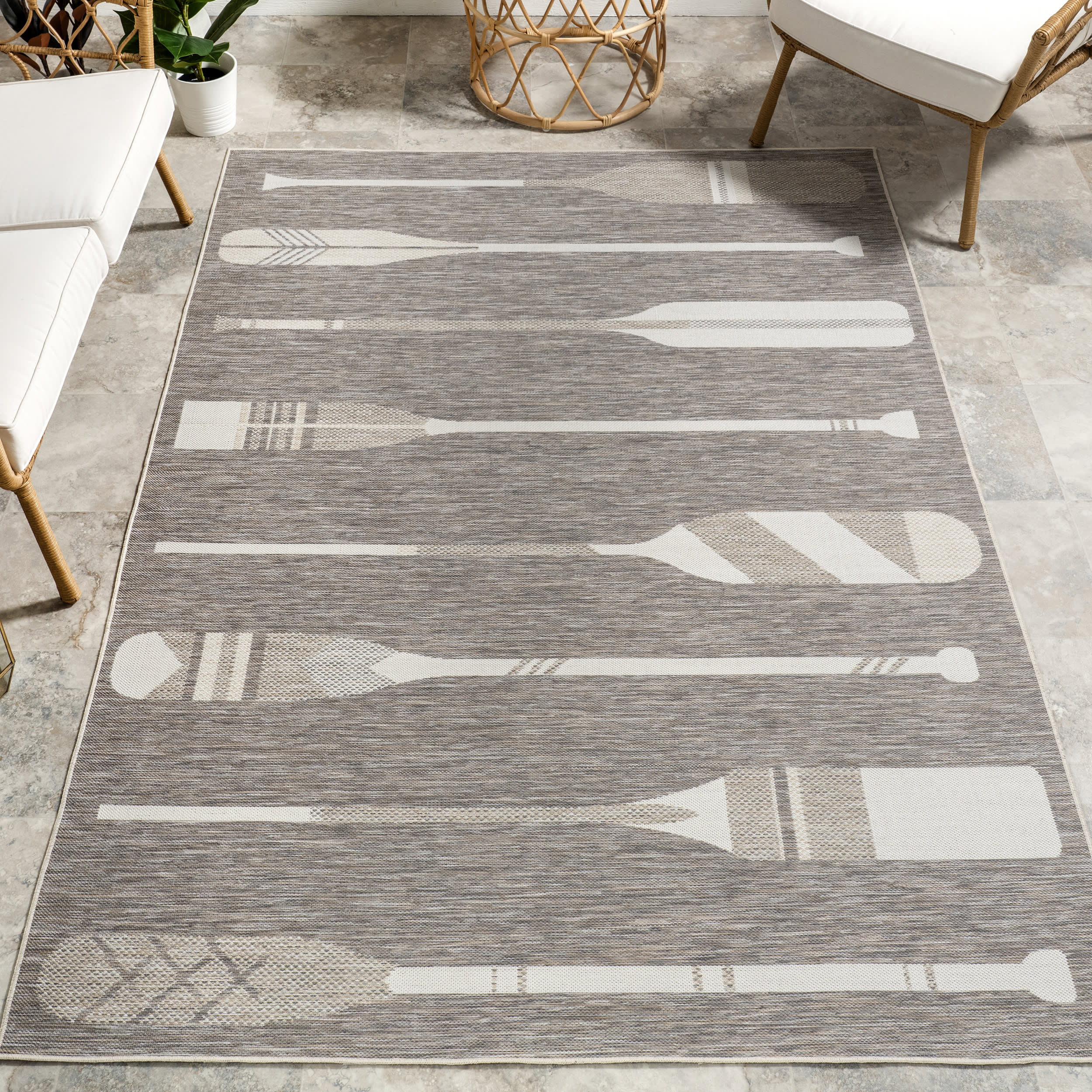 Carter Nautical Oars Indoor/Outdoor Rug | Beige Secondary image