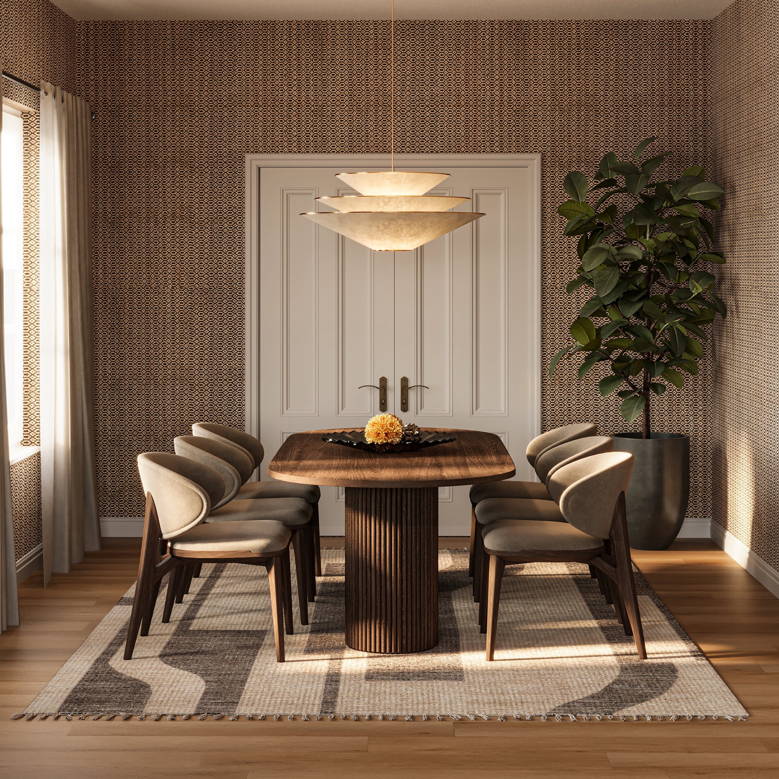 Shomar Bohemian Abstract Striped Rug | Natural Main image