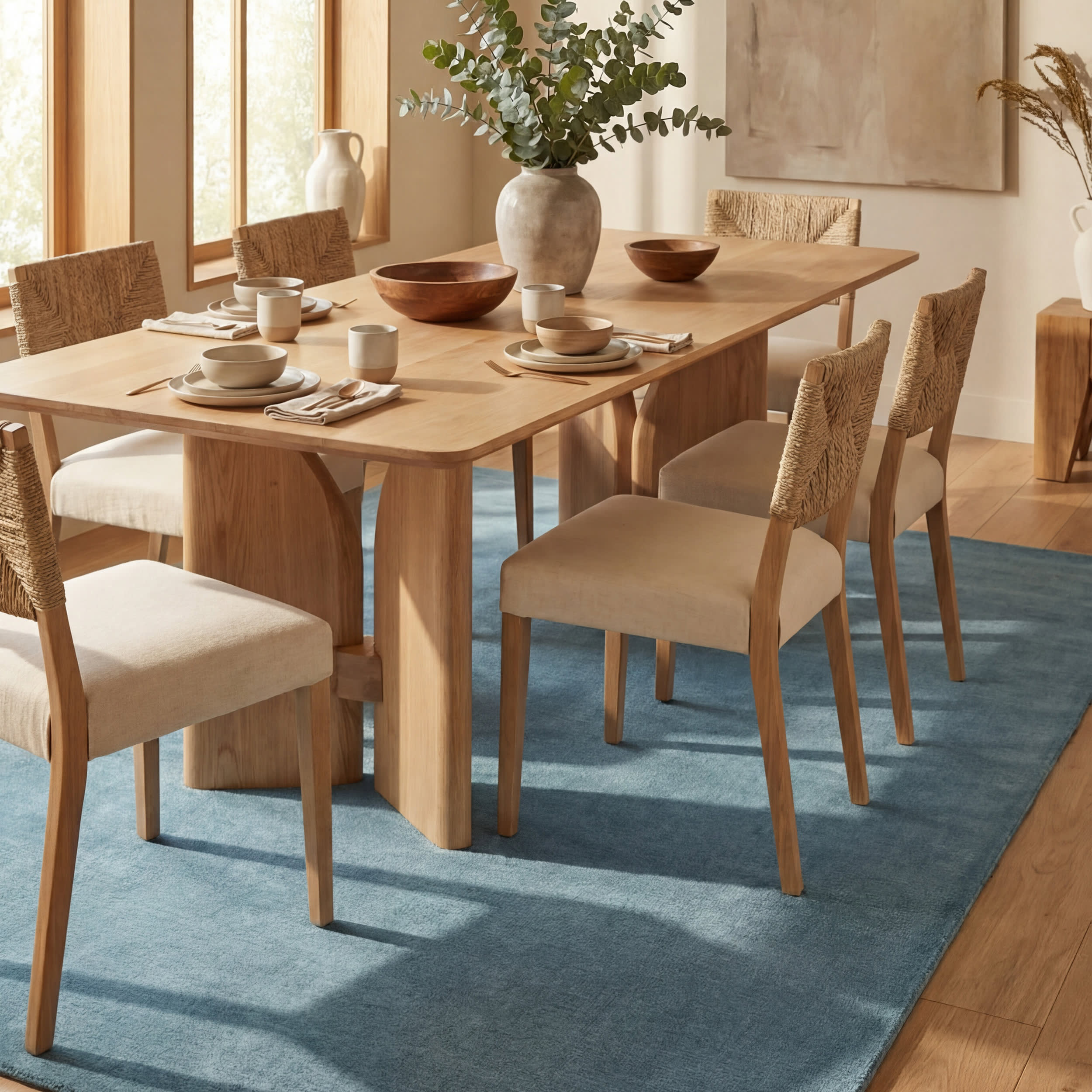 Ranya Modern Solid Rug | Blue