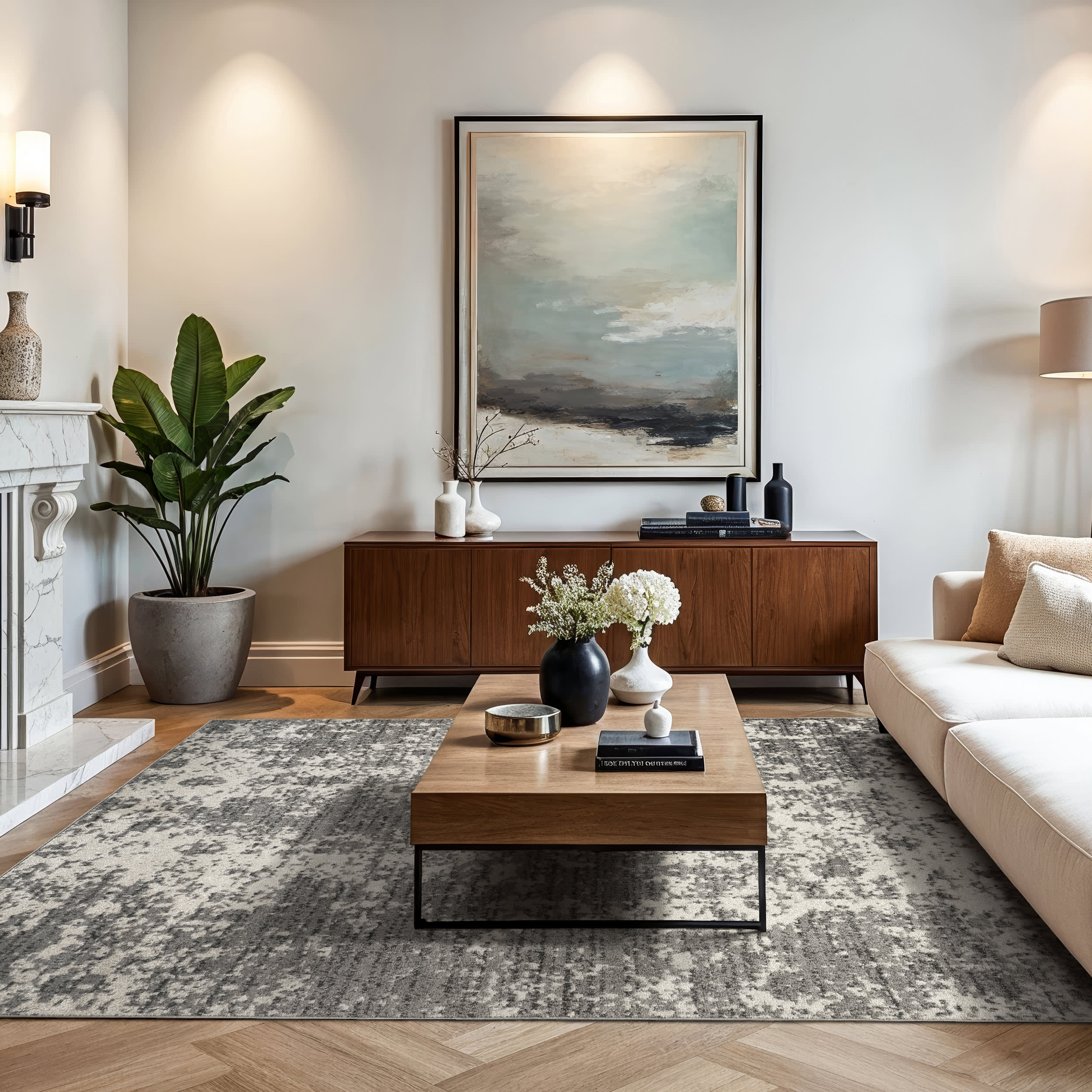 Ruby Distressed Mist Rug | Grey