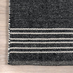 Birchwood Reversible Striped Wool Rug | Dark Grey