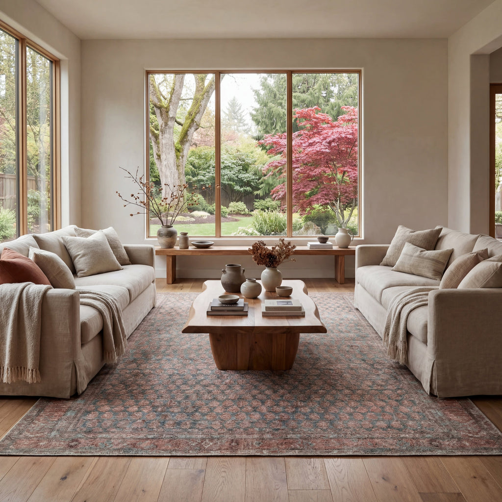 Ferelith Vintage & Distressed Washable Rug | Rust