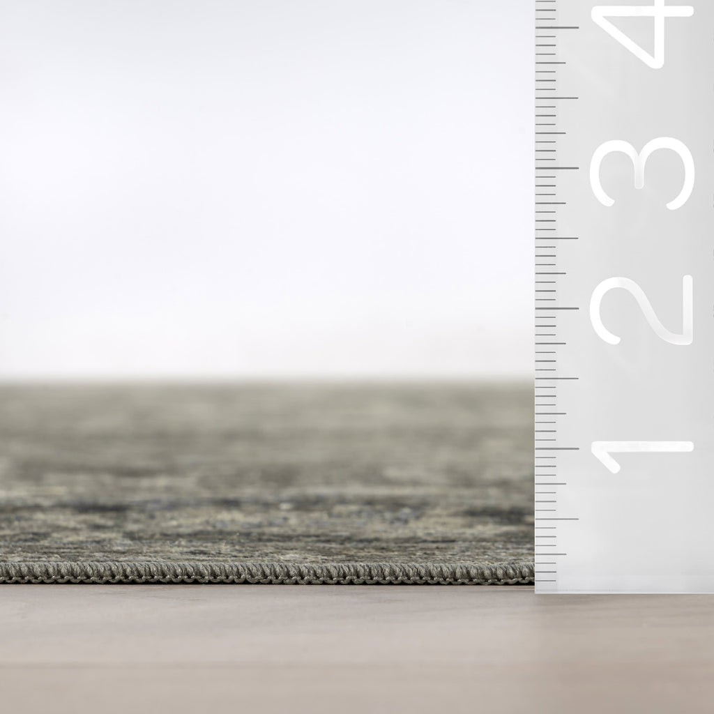 Bayberry Spill Proof Vintage Washable Rug | Green Grey