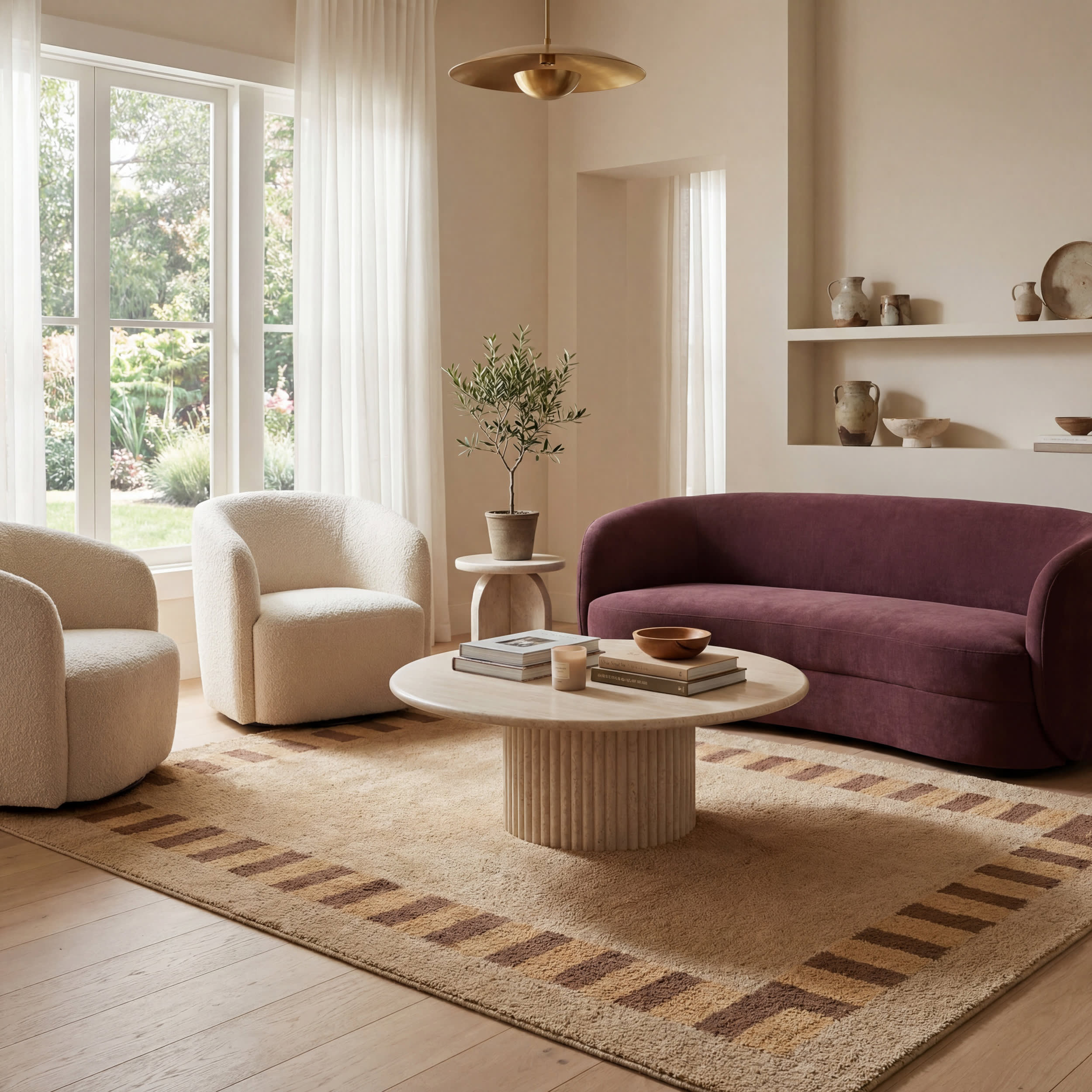 Sabrine Bordered Rug | Tan