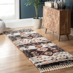 Moroccan Diamond Shag With Tassels Rug | Grey
