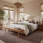 Ivana Checkered Plush Cloud Washable Rug | Dark Brown