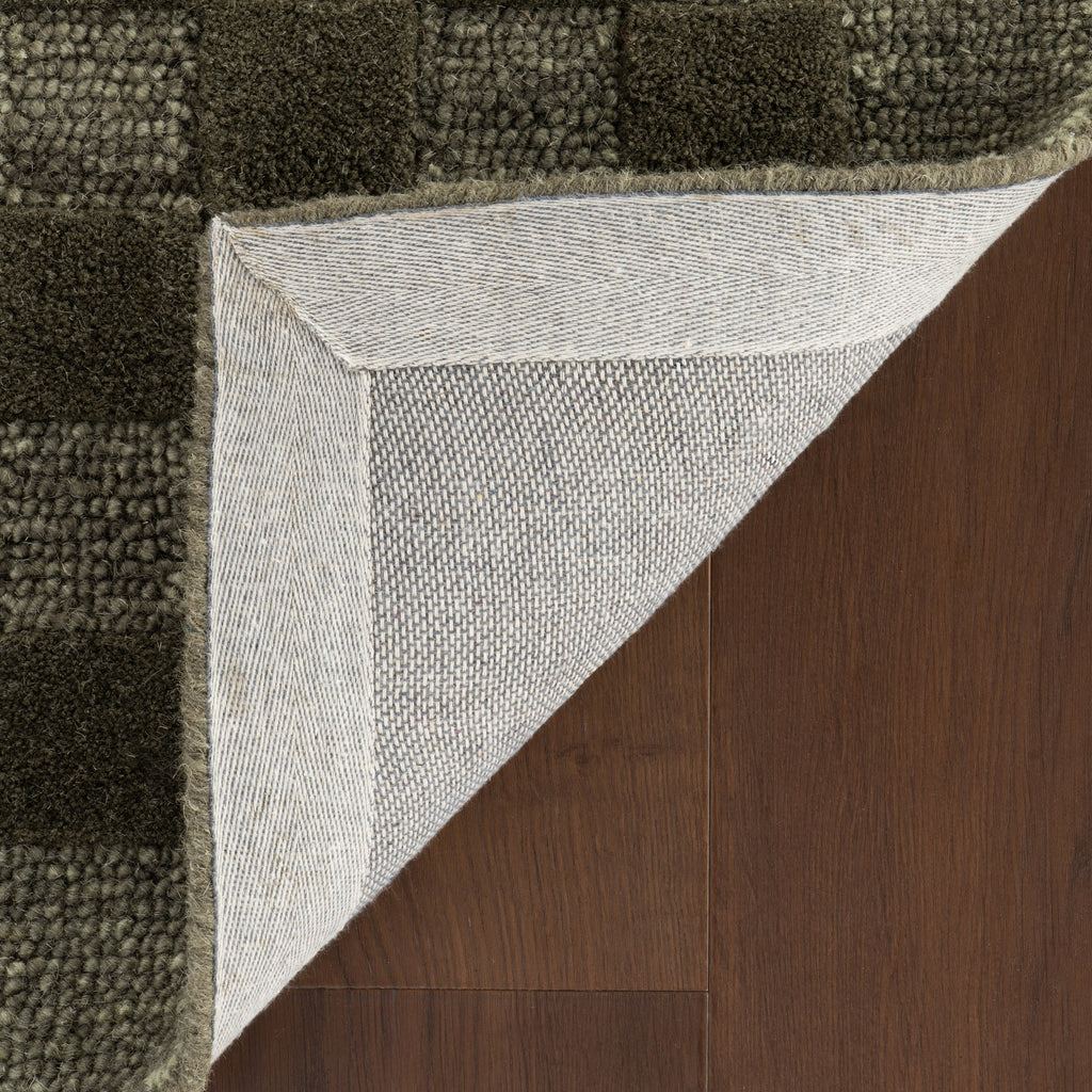 Linthea Modern Checkered Handmade Wool Rug | Green