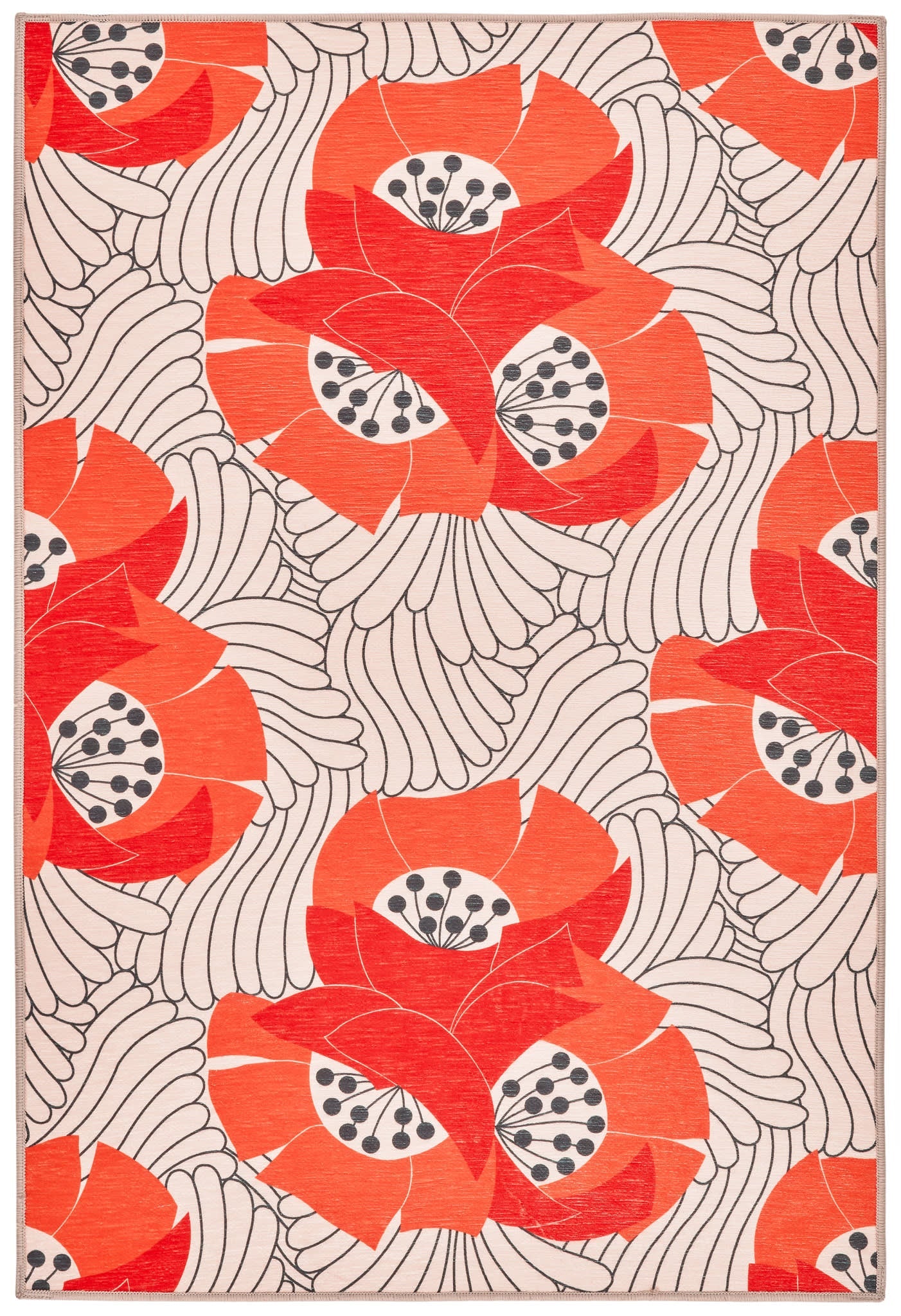Japanese Poppy Machine Washable Rug | Multi Image principale du produit