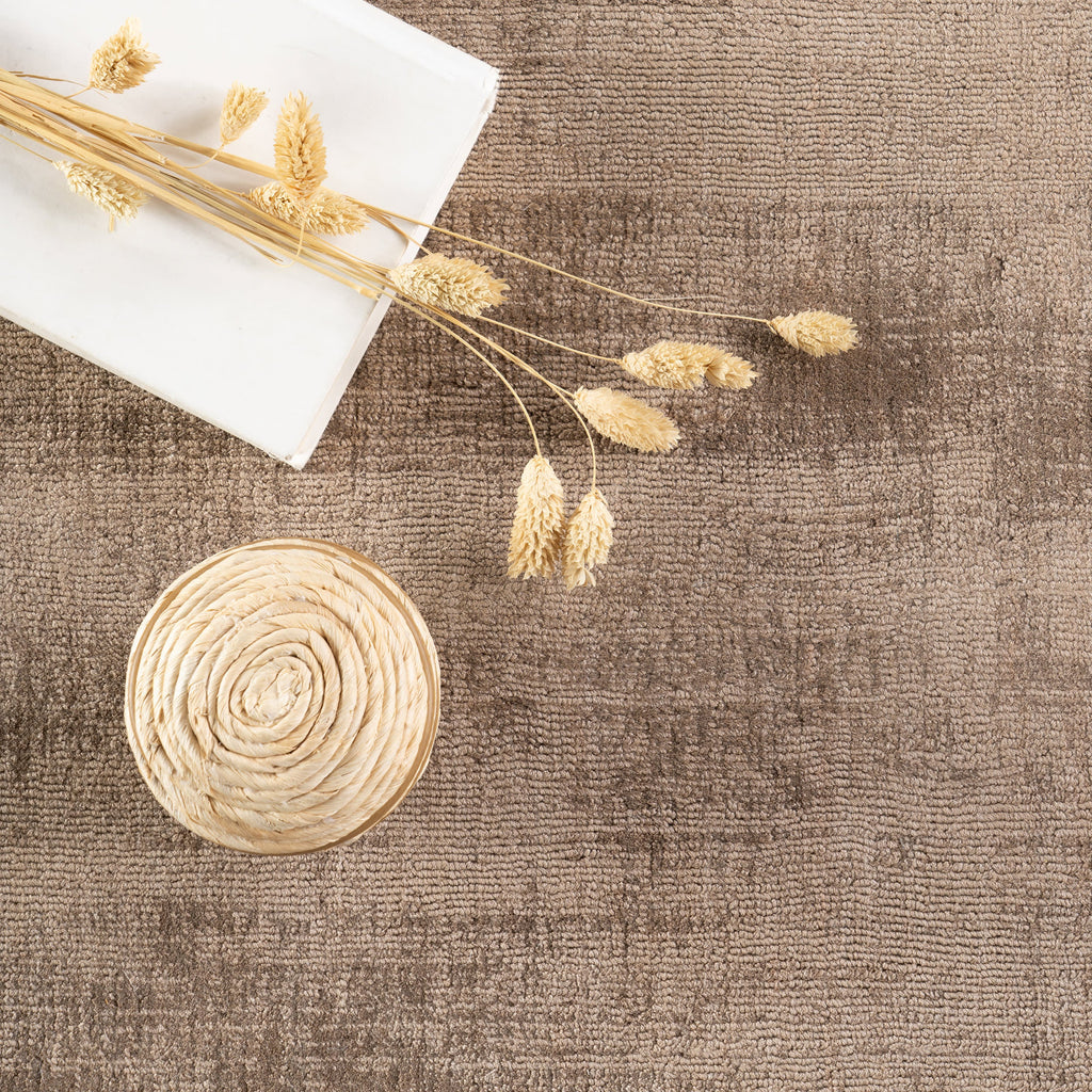 Alva Hand Loom Knotted Viscose Rug | Taupe