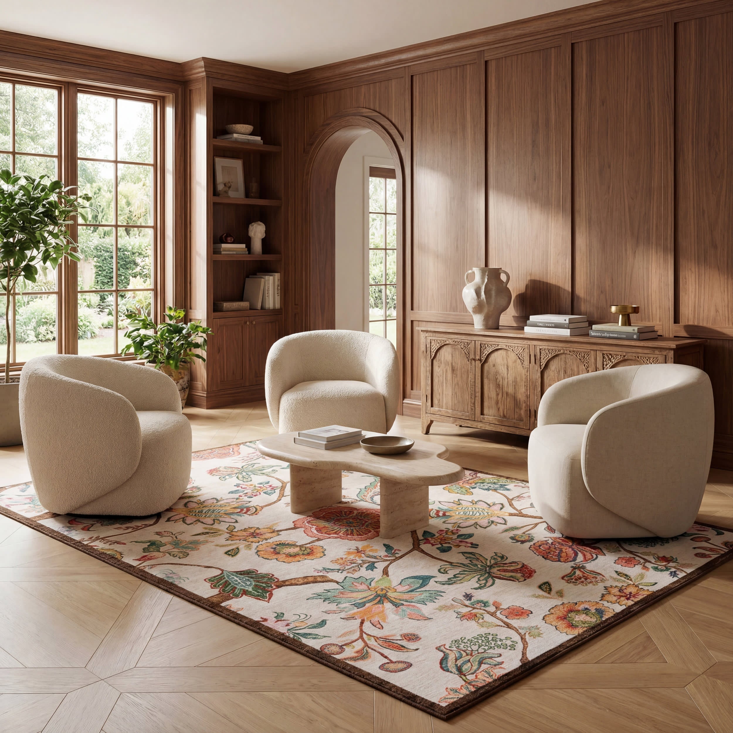 Amaia Floral Washable Rug | Multicolor Image principale du produit