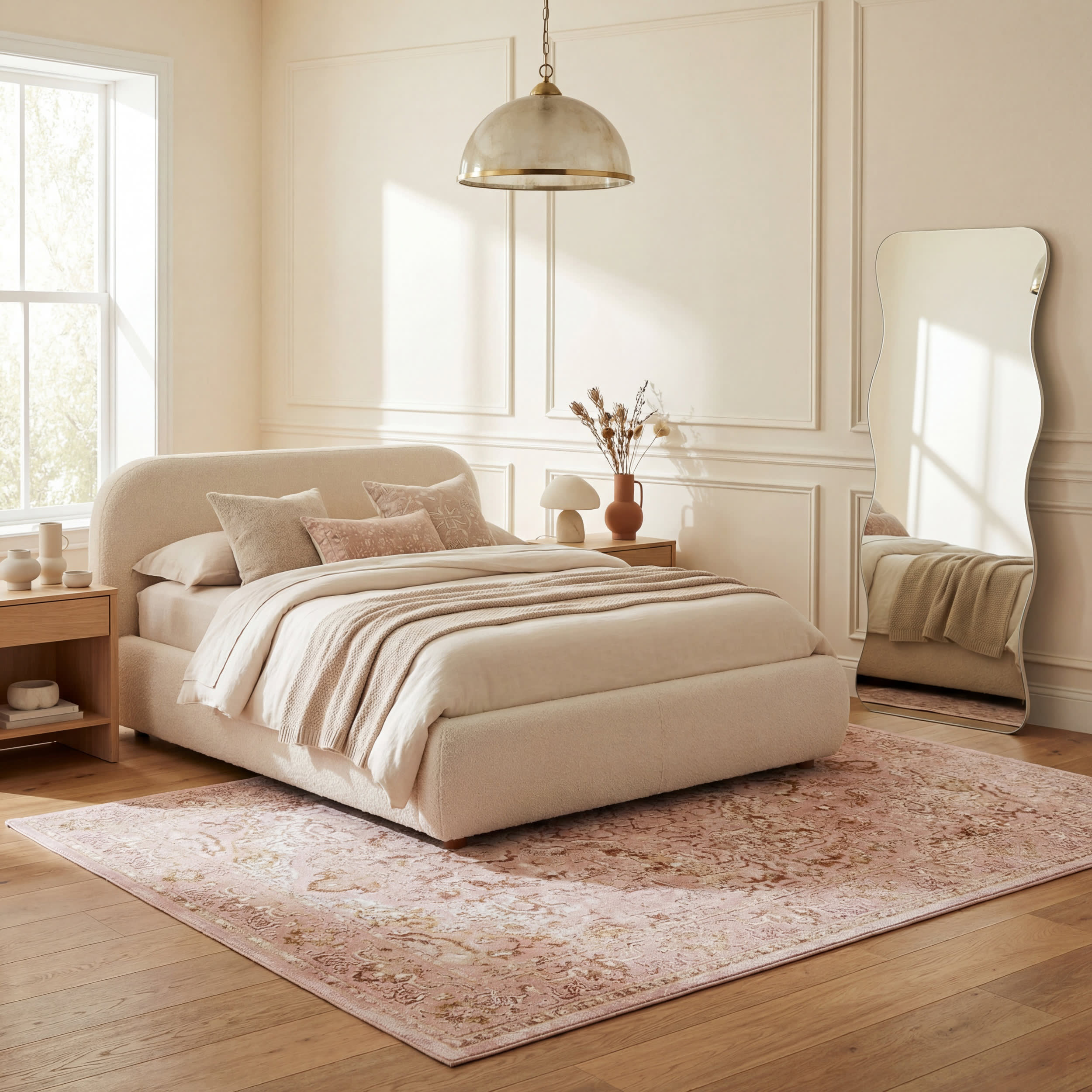Lianna Washable Vines Rug | Pink