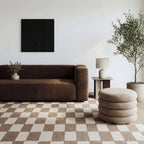 Calina Modern Checkered Indoor Wool Rug | Taupe