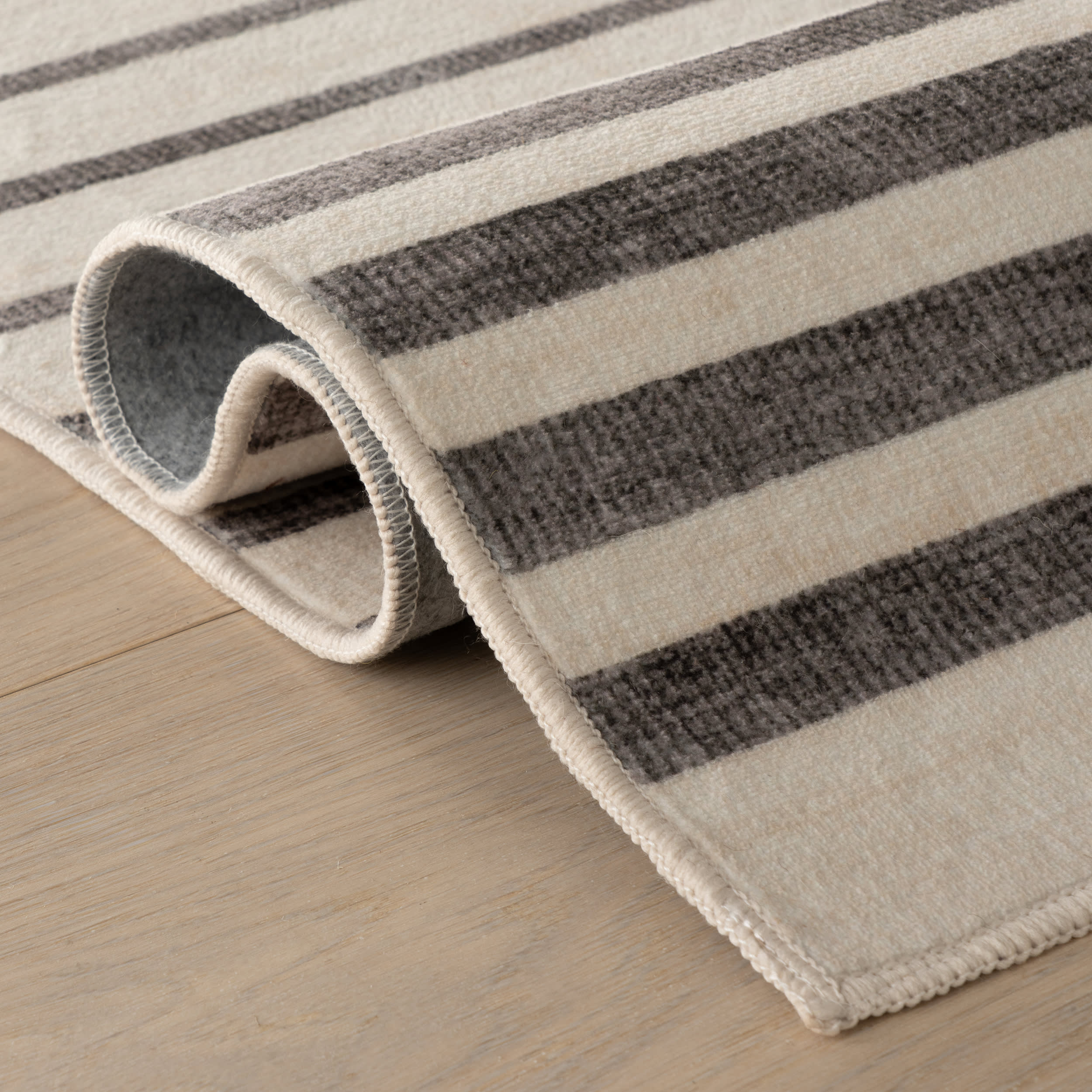 Mauzi Modern Striped Washable Rug | Rust