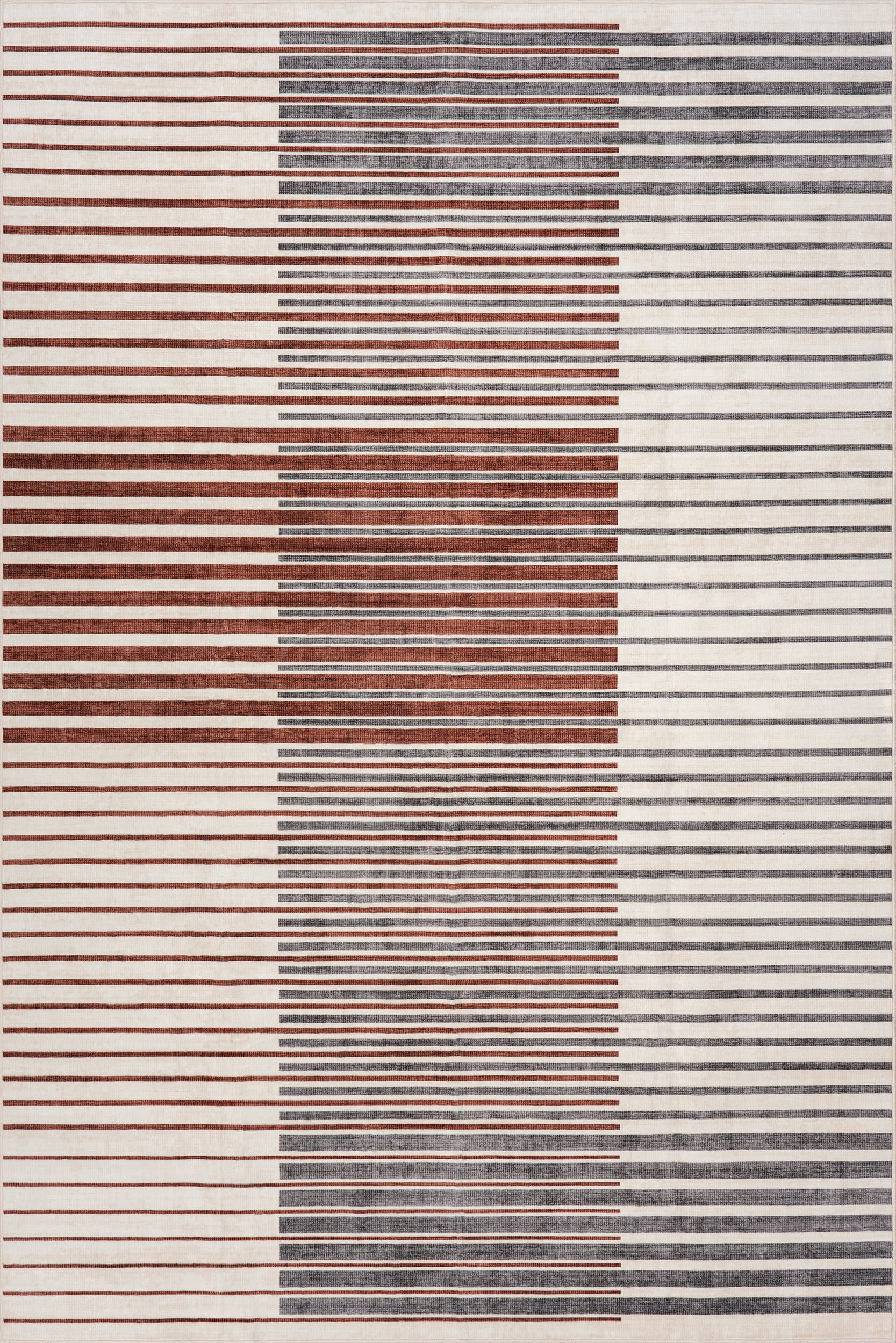Mauzi Modern Striped Washable Rug | Rust Image secondaire du produit