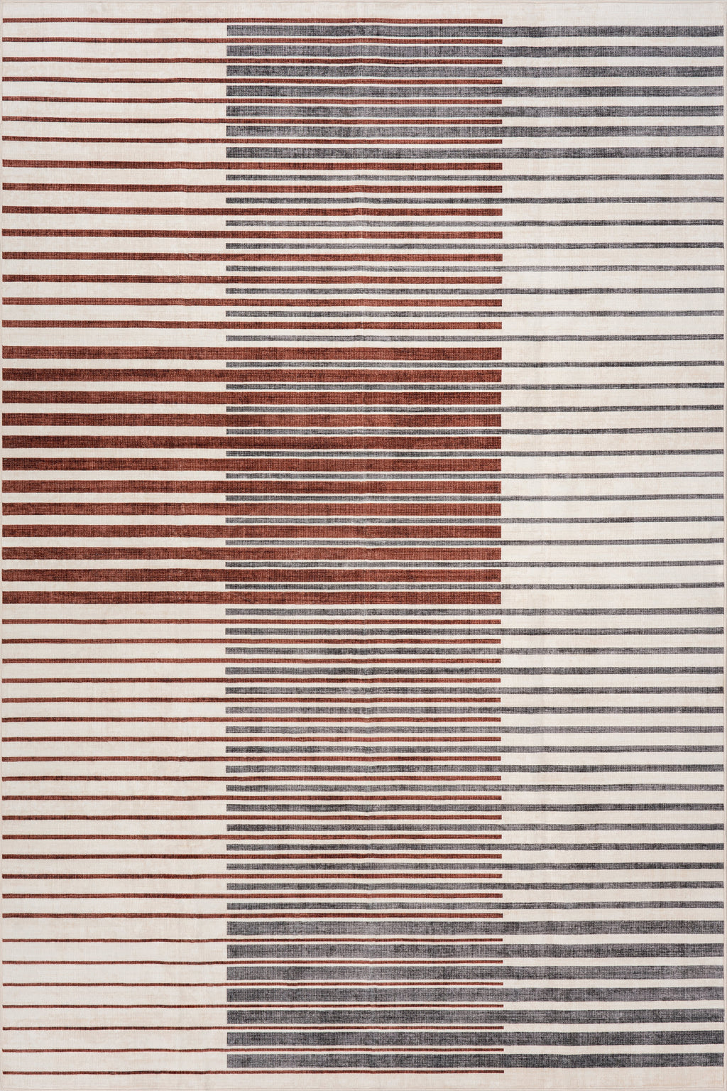 Mauzi Modern Striped Washable Rug | Rust