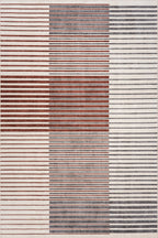 Mauzi Modern Striped Washable Rug | Rust