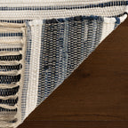 Diora Denim Bohemian Striped Rug | White