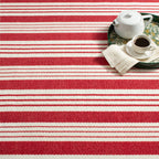 Abby Ticking Machine Washable Rug | Red